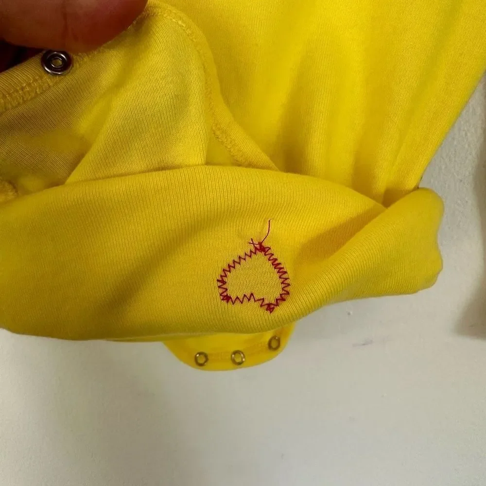 Primary Gender Neutral Baby Charlie Brown Handmade Yellow Long sleeve Onesie
